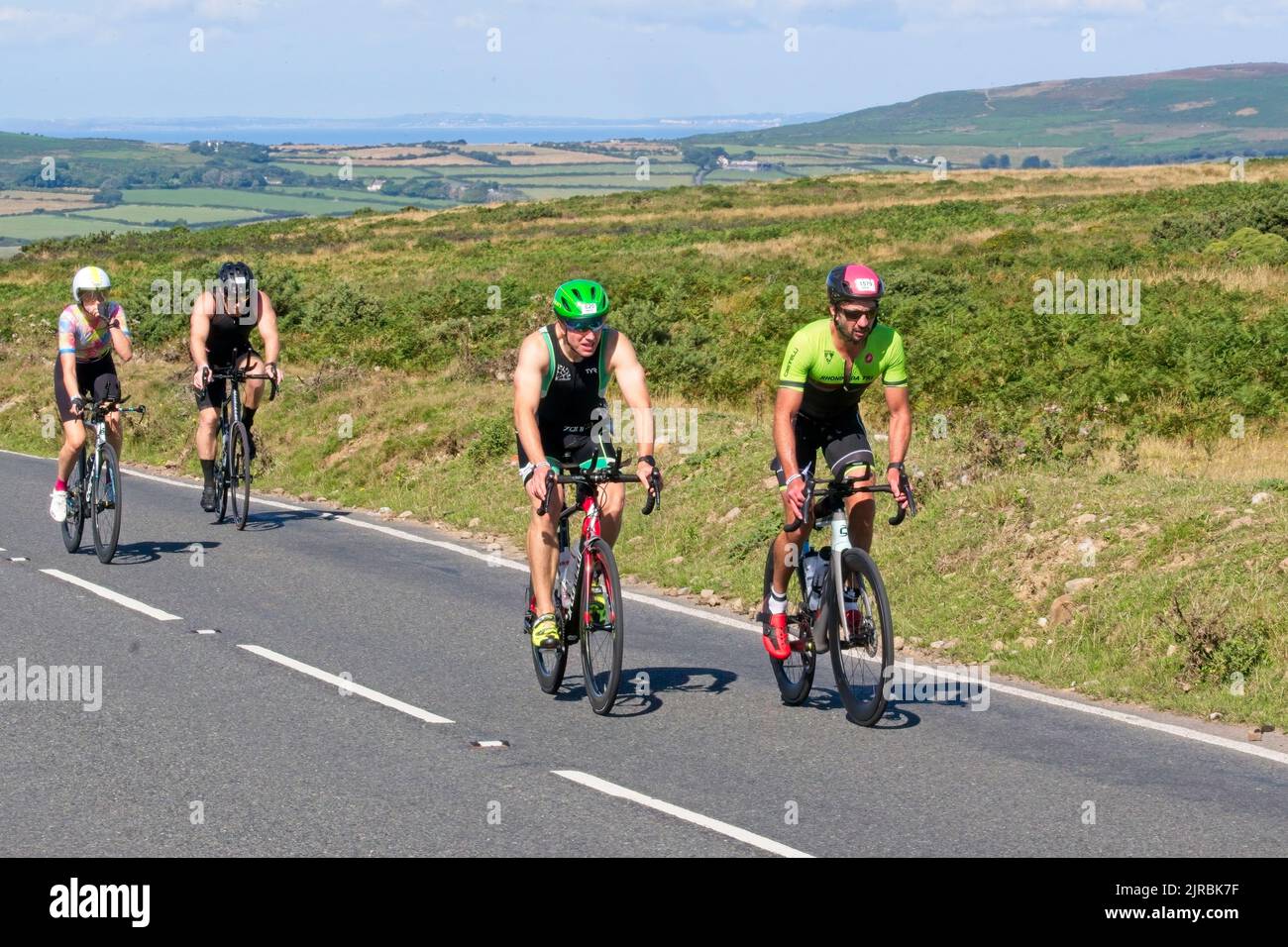 7thAug22 Gower Swansea Wales UK Triathlon Ironman cycling event Two