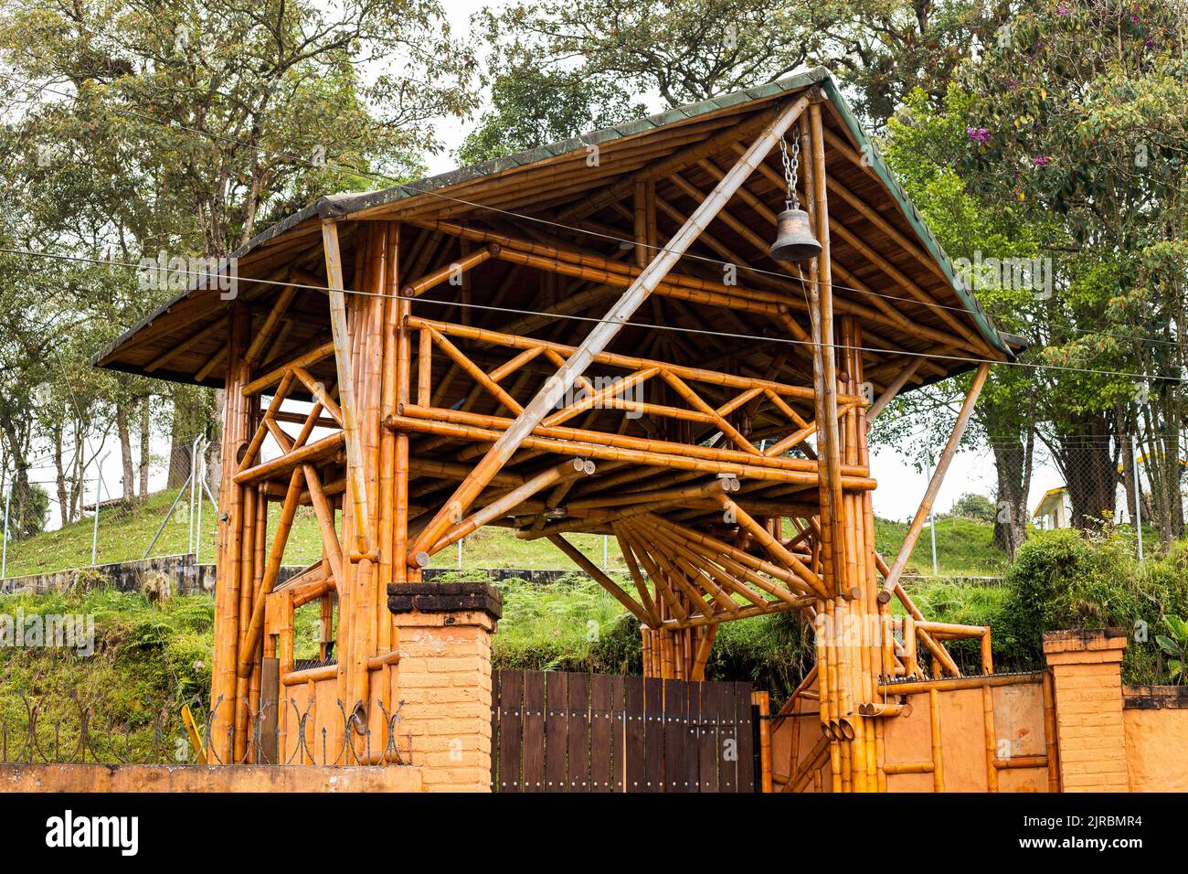 Two-level house built with bamboo - Colombian tradition Stock Photo
