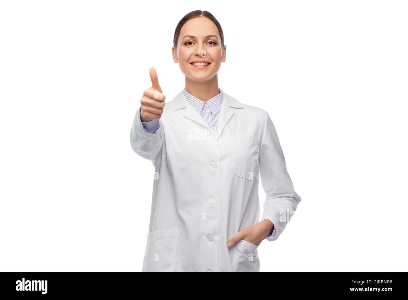 Thumbs up female scientist in hi-res stock photography and images - Alamy