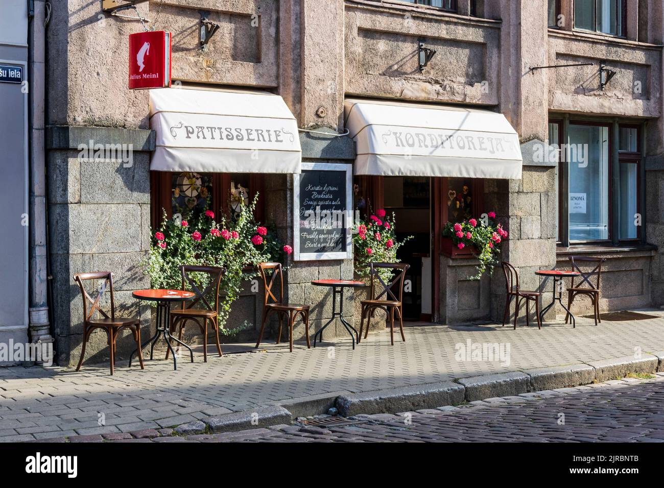 Bakery or patisserie with outdoor seating, Riga, Latvia, The Baltics, Europe Stock Photo