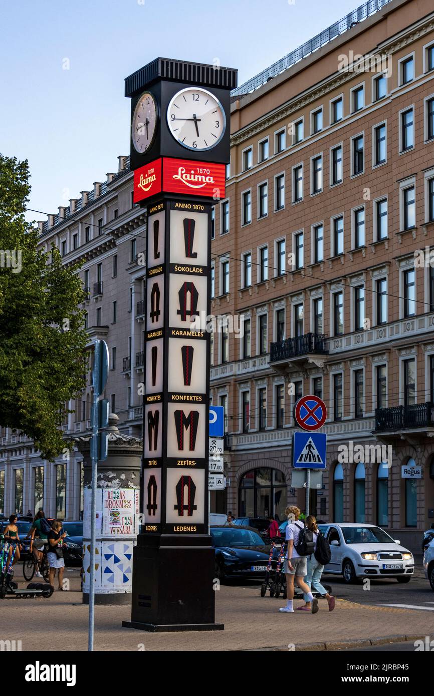 Laima clocktower, Riga, Latvia, The Baltics, Europe Stock Photo
