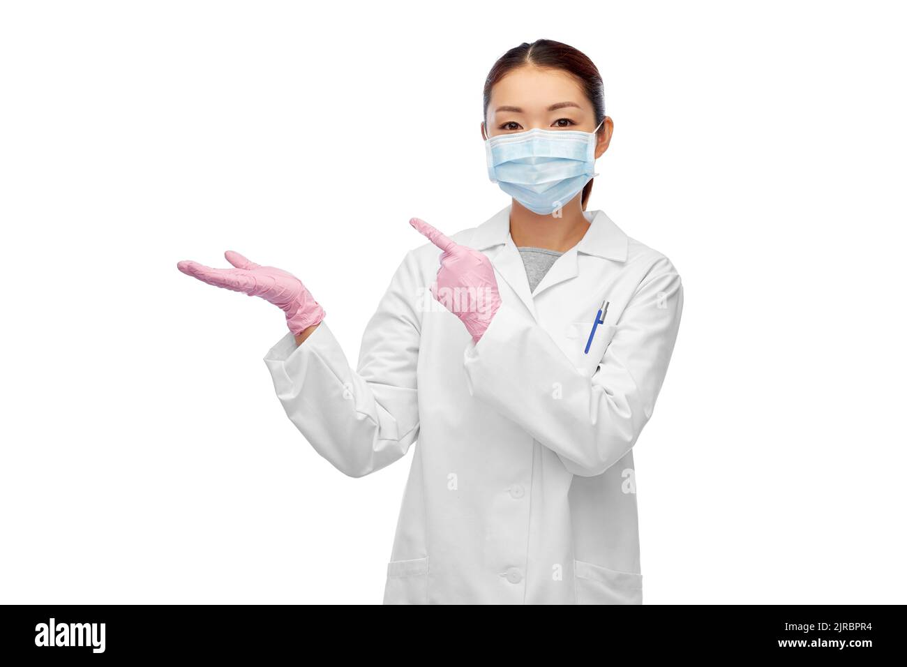 asian female doctor or scientist in medical mask Stock Photo