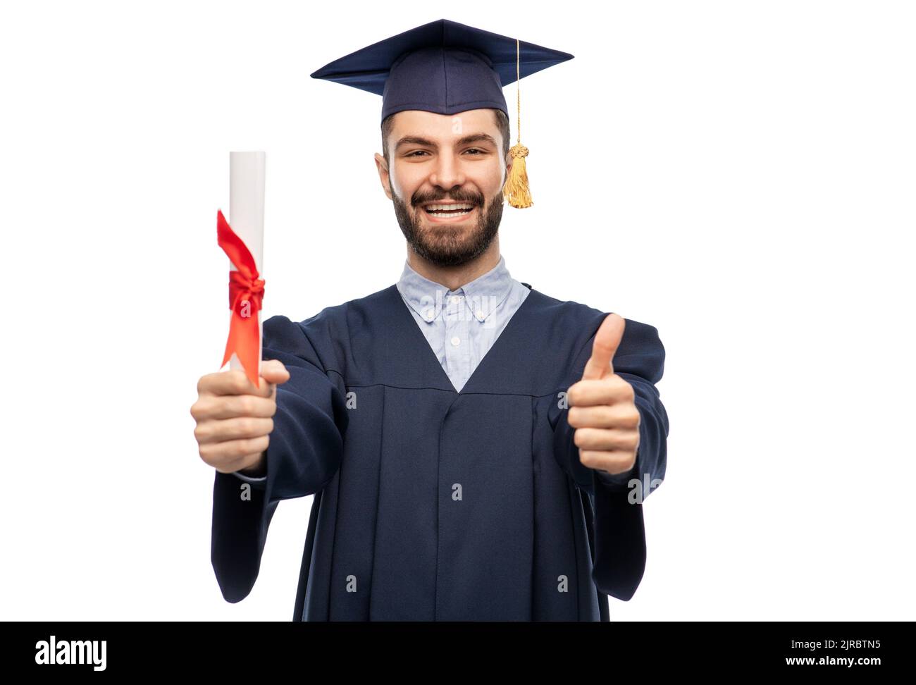 male graduate student in mortar board with diploma Stock Photo - Alamy