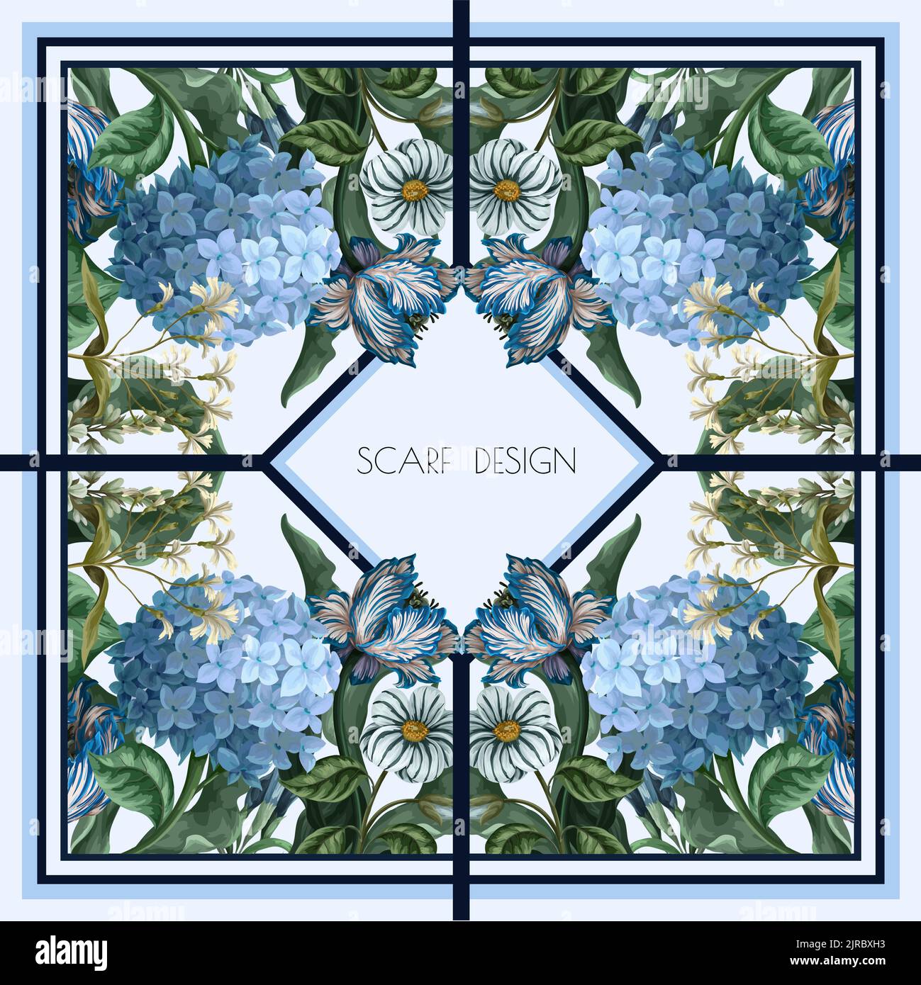 Scarf Judy Martin Flower Blossoms Blue - Outstations main image 1