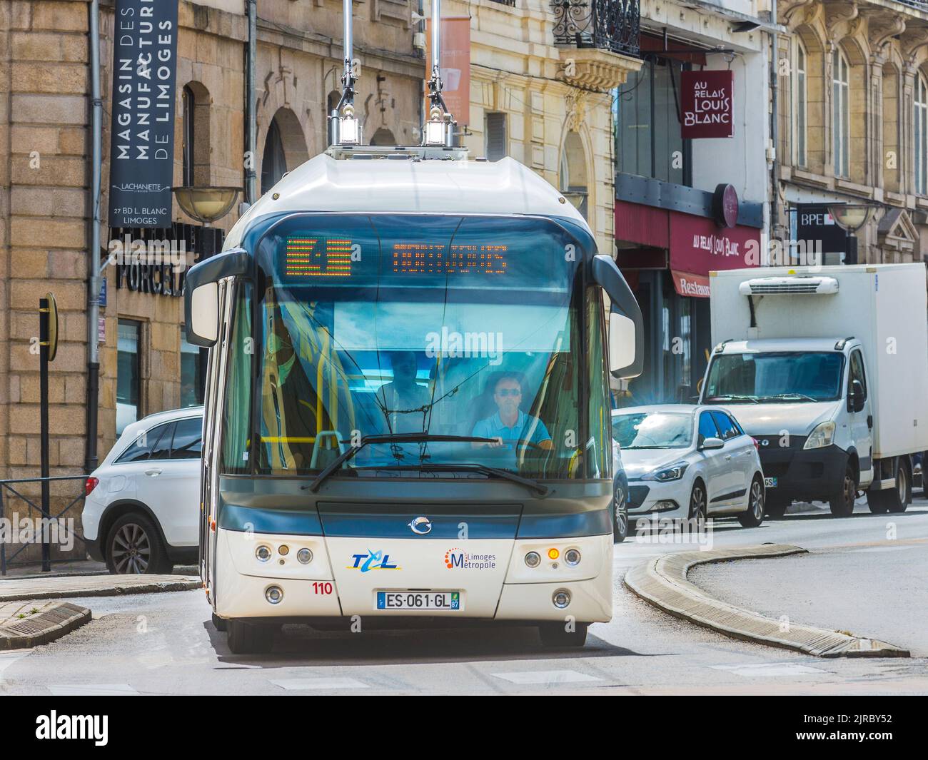 IVECO Cristalis ETB 12 trolleybus in Limoges, Haute-Vienne (87), France. Stock Photo