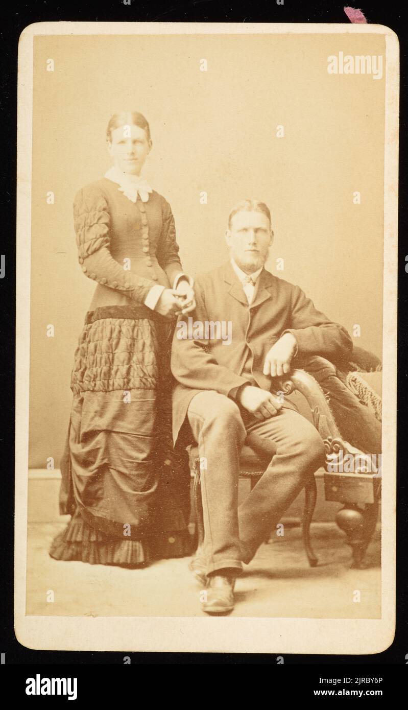 Couple - wedding portrait, 1880s, Nelson, by William Edmond Brown. Stock Photo