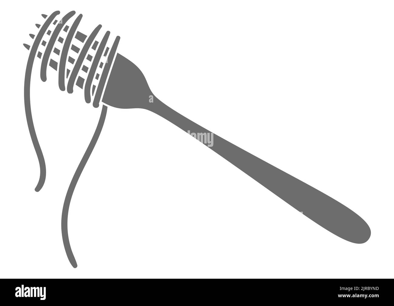 Illustration of Italian pasta spaghetti on fork. Culinary image for
