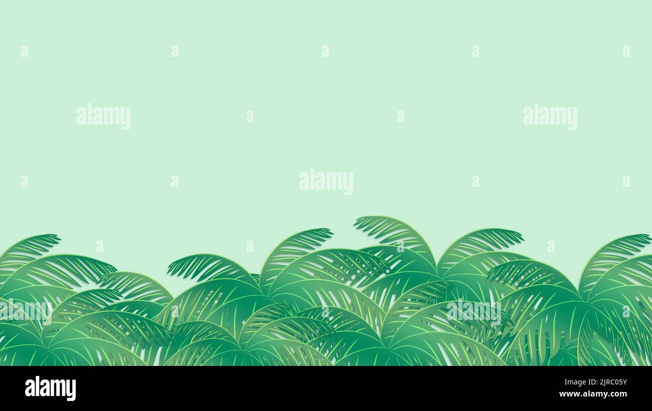 Green palm tree leaves with copy space background - Illustration Stock Photo