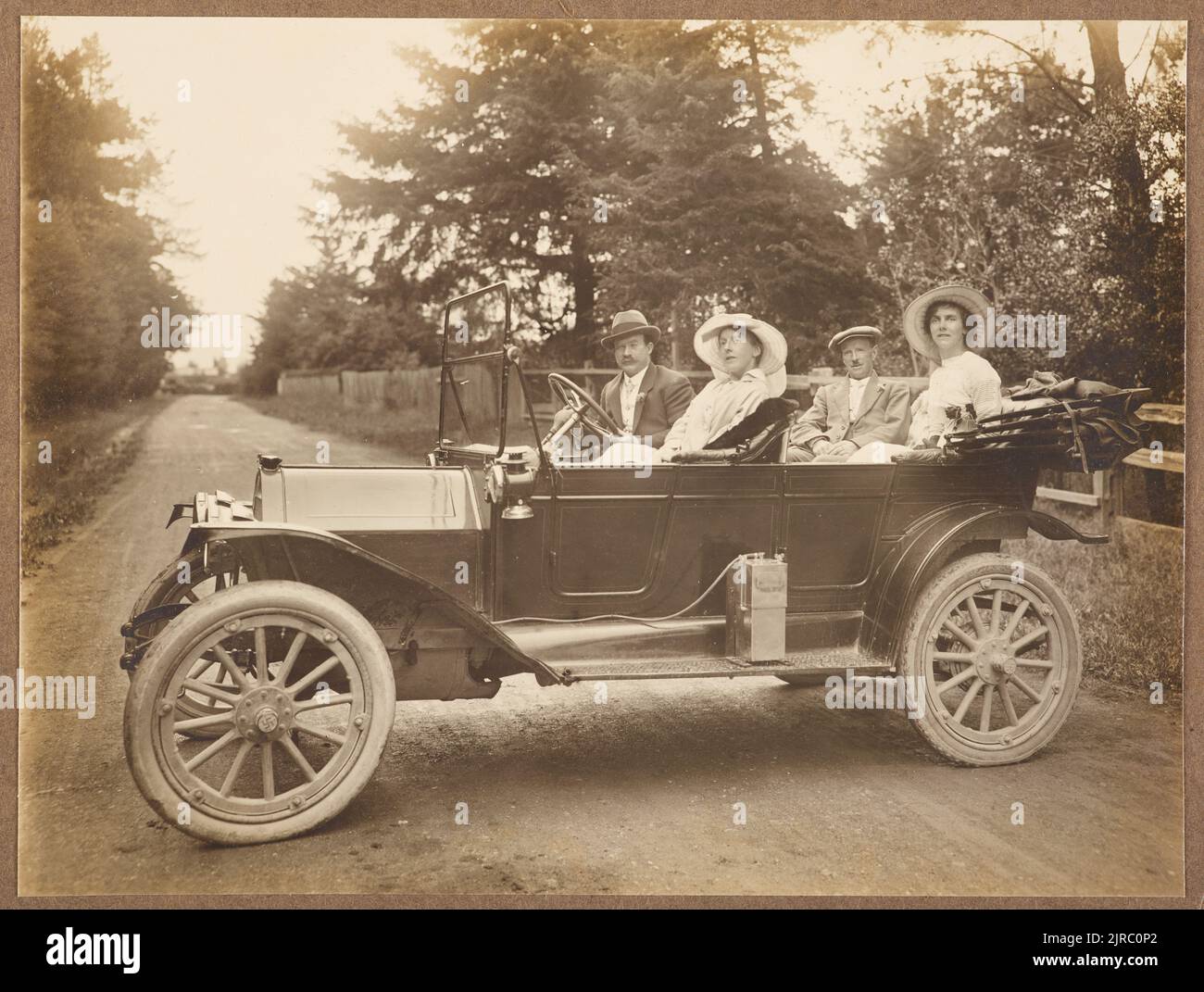 Motor car, 1900-1910, New Zealand, by Albert Winzenberg. Stock Photo