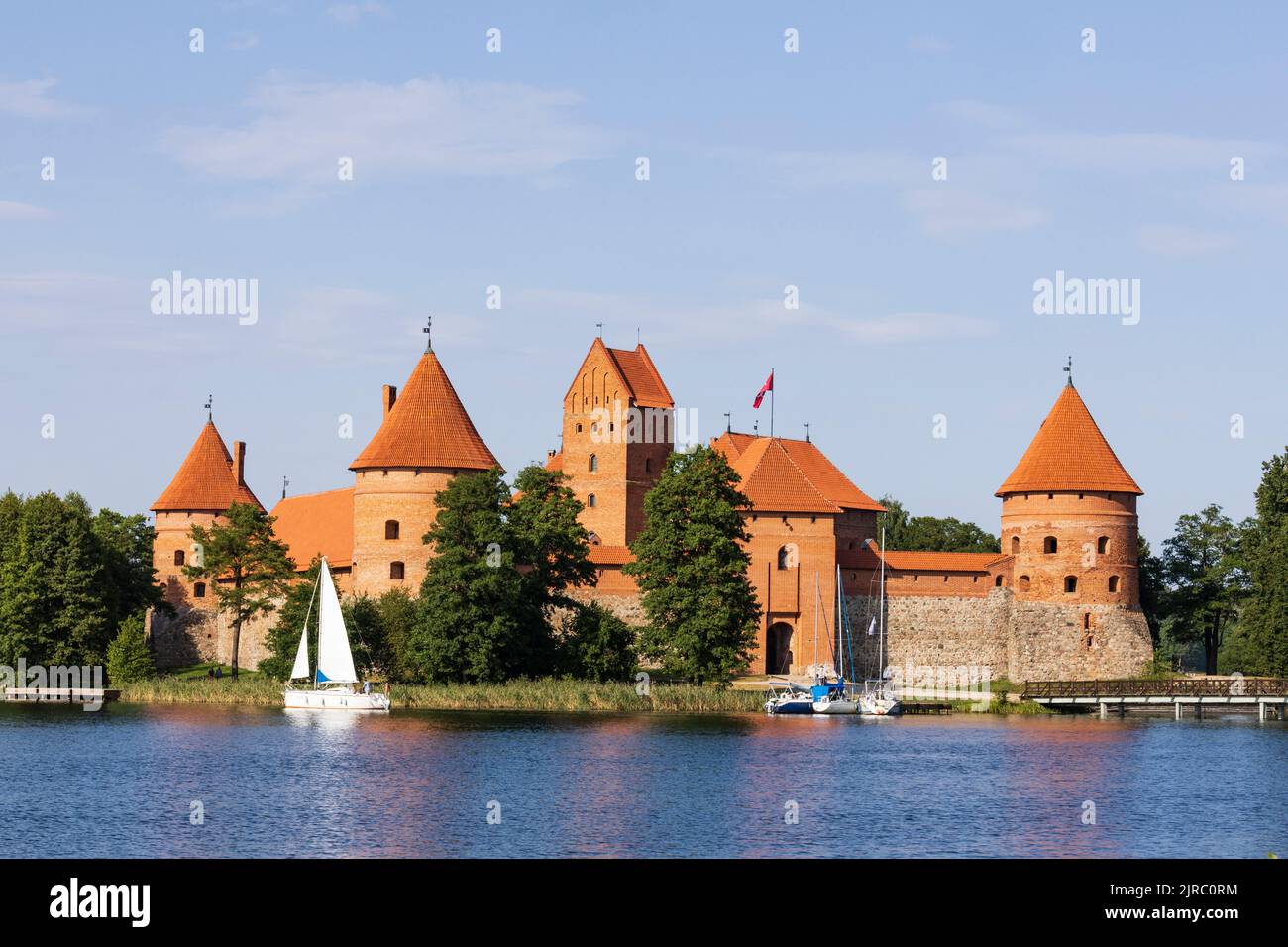 Trakai Island Castle on Lake Galve, Trakai near Vilnius, Lithuania, The Baltics, Europe Stock Photo