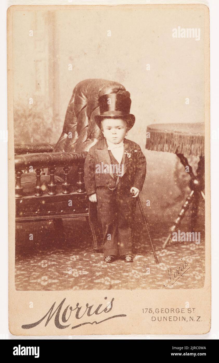 Boy dressed in formal gentlemen’s attire, 1880s, Dunedin, by John Morris. Stock Photo