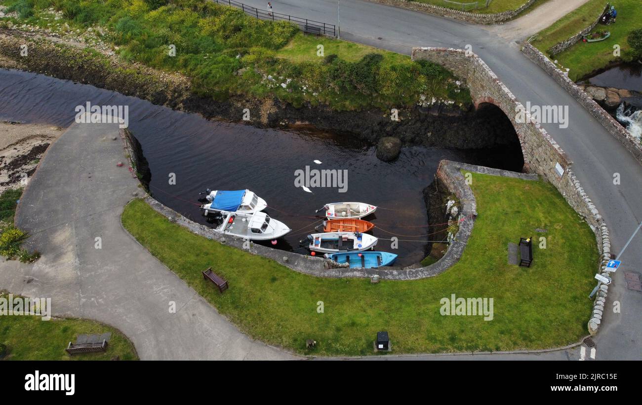 An aerial view of the harbor with small boats Stock Photo - Alamy