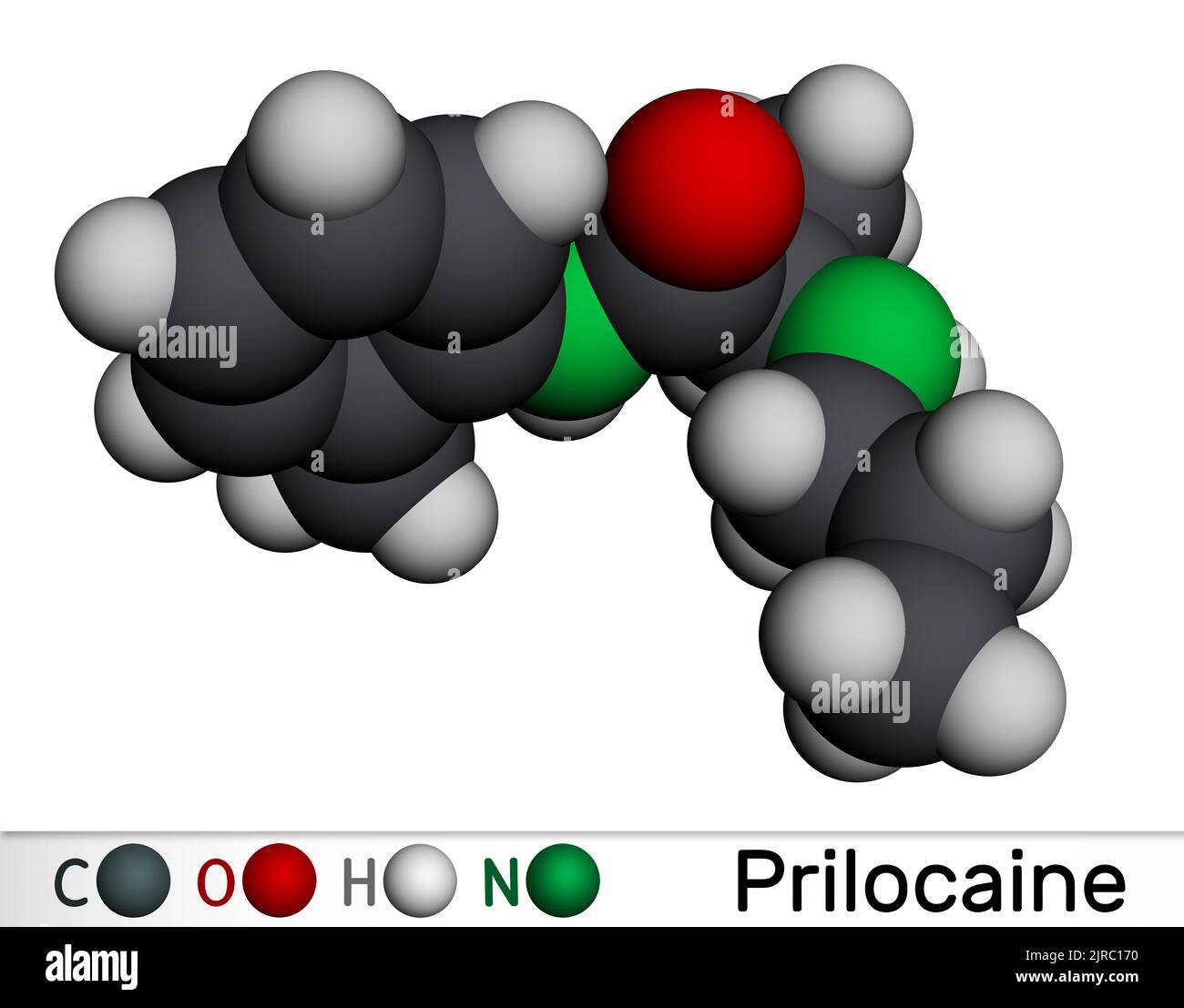 Prilocaine molecule. It is local anesthetic, used in dental procedures