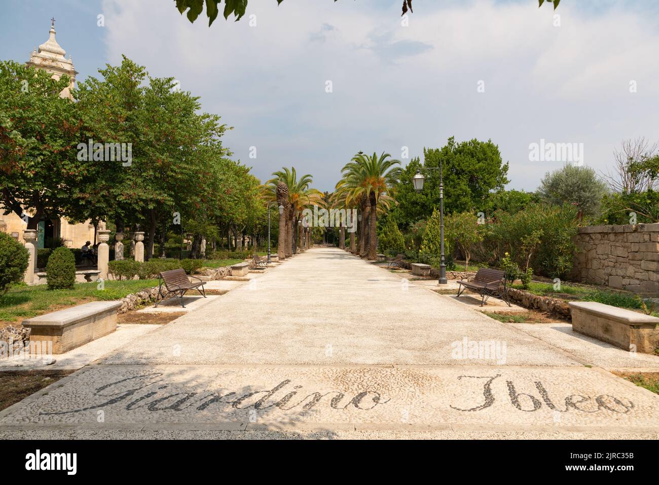 The public gardens of Ragusa ibla - the Giardino Ibleo Stock Photo