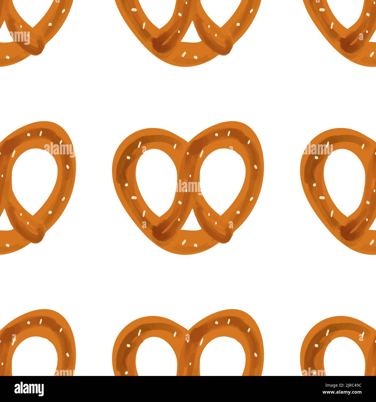 Seamless pattern with traditional snack pretzel on white background Stock Vector