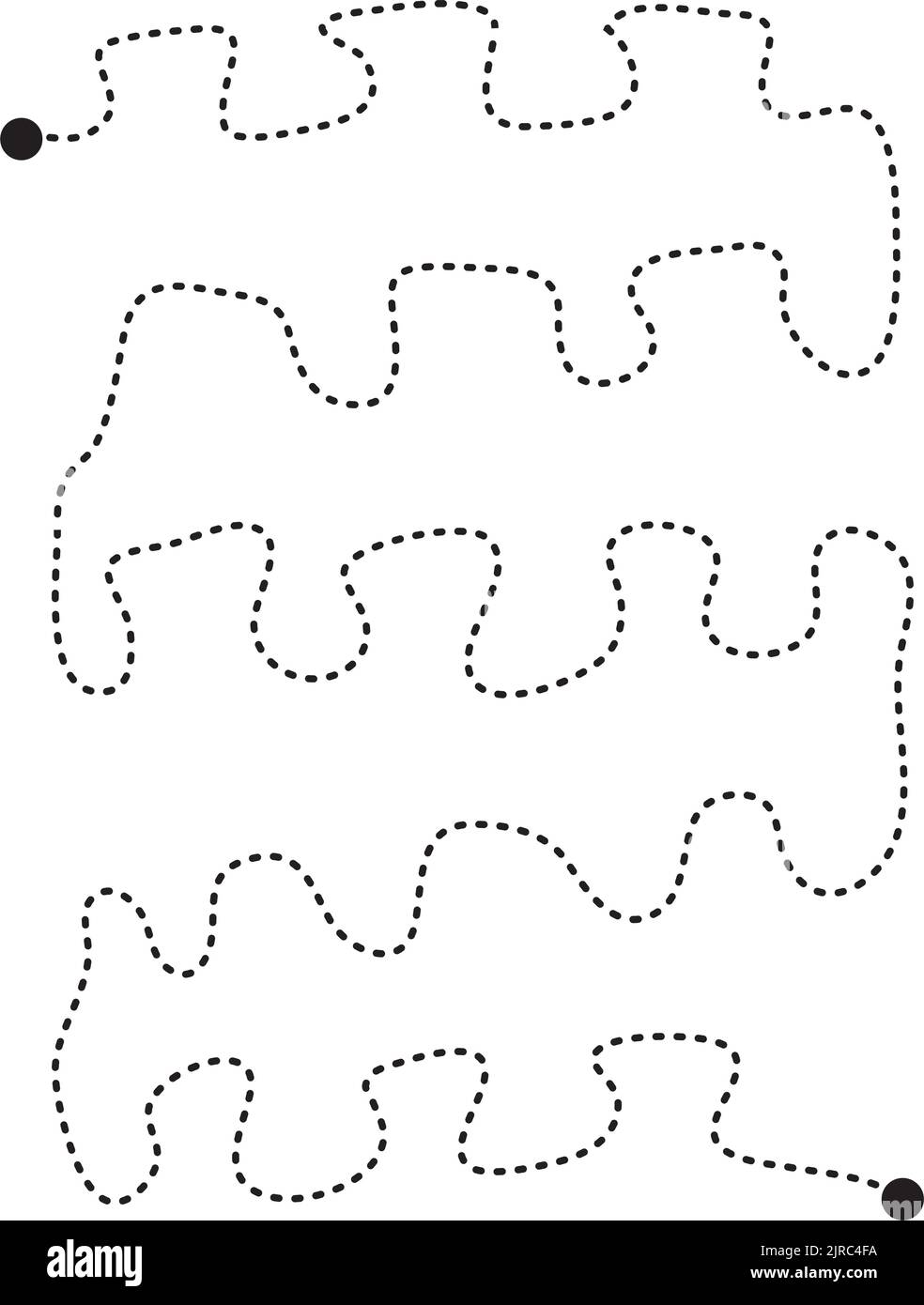 Prewriting tracing lines and curve shapes element for preschool
