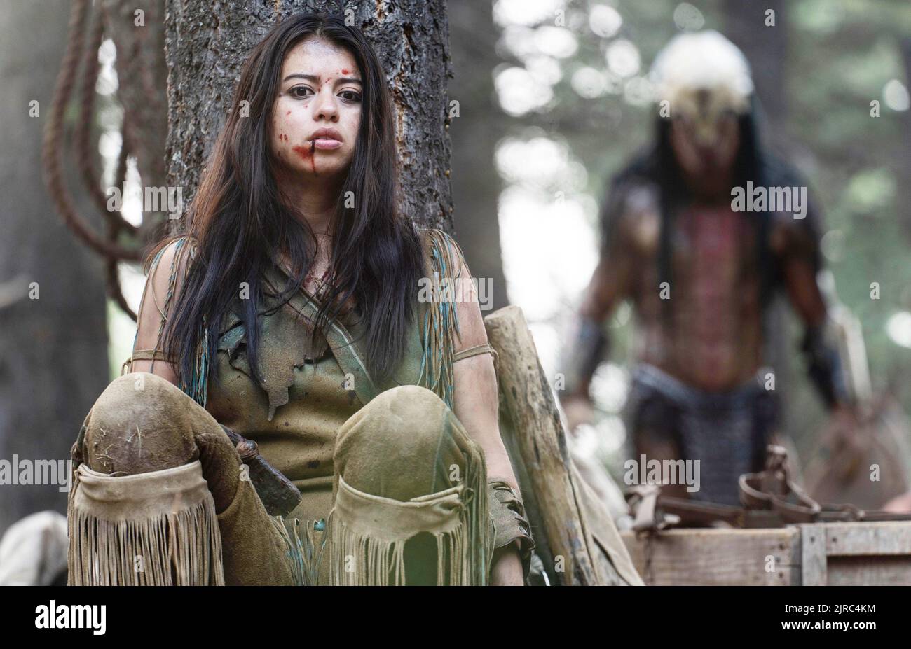 PREY, from left: Amber Midthunder, Dane DiLiegro as Predator, 2022. ph ...