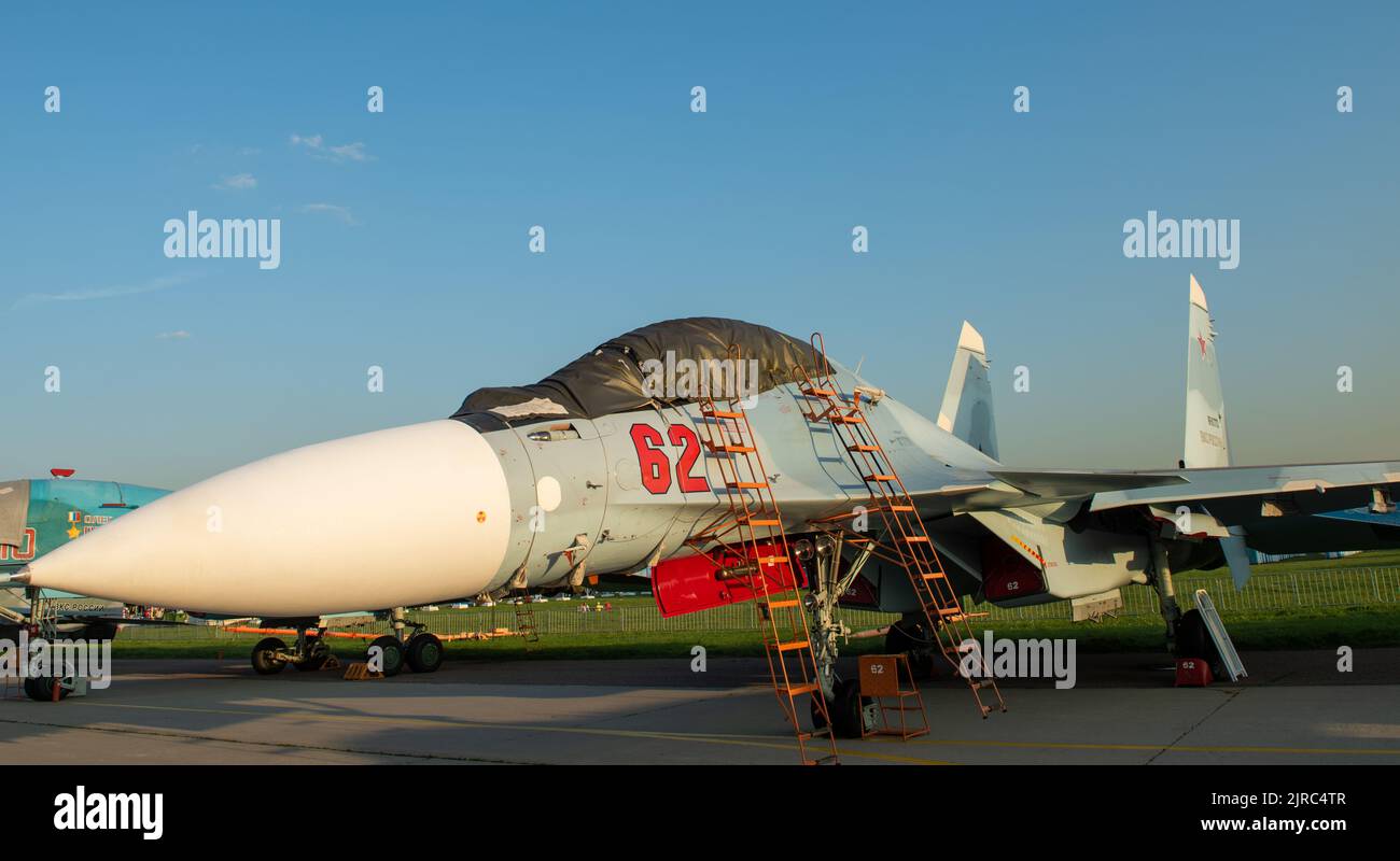 August 30, 2019, Moscow region, Russia. Russian Sukhoi Su-30SM multirole fighter Stock Photo