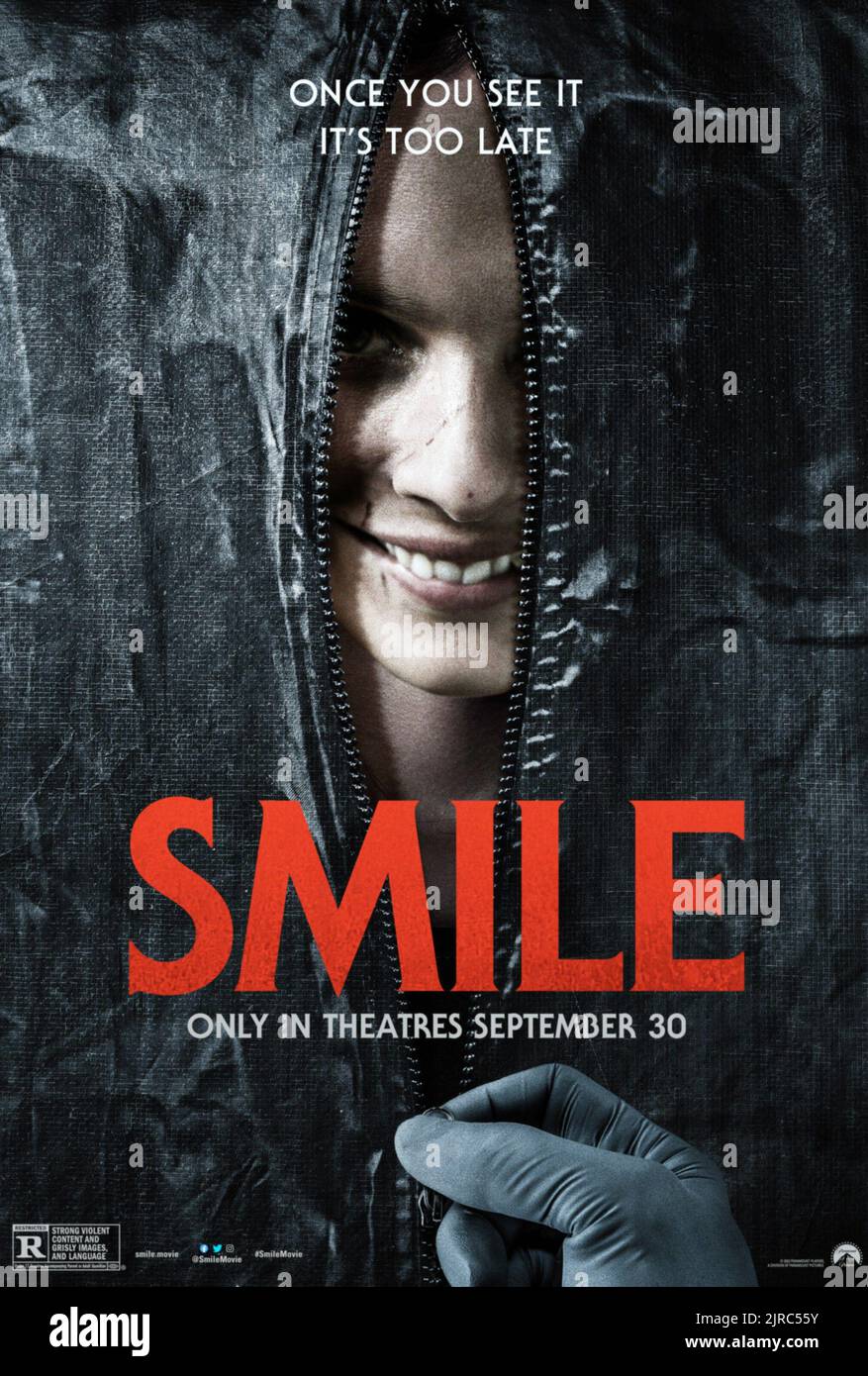 SMILE, US poster, Caitlin Stasey, 2022. © Paramount Pictures / courtesy