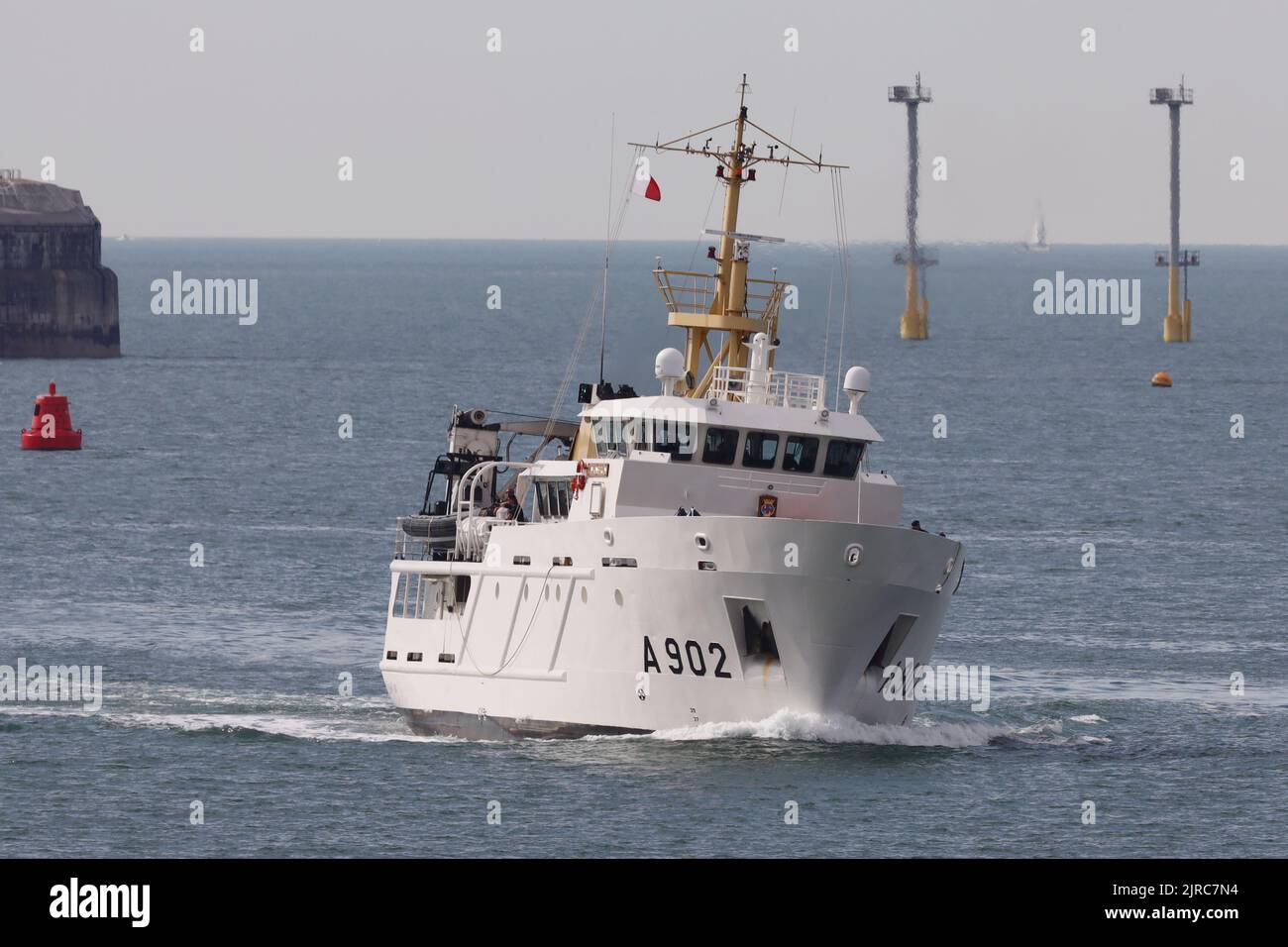 The Dutch naval training ship HNLMS VAN KINSBERGEN changes course as it approaches the Naval Base Stock Photo