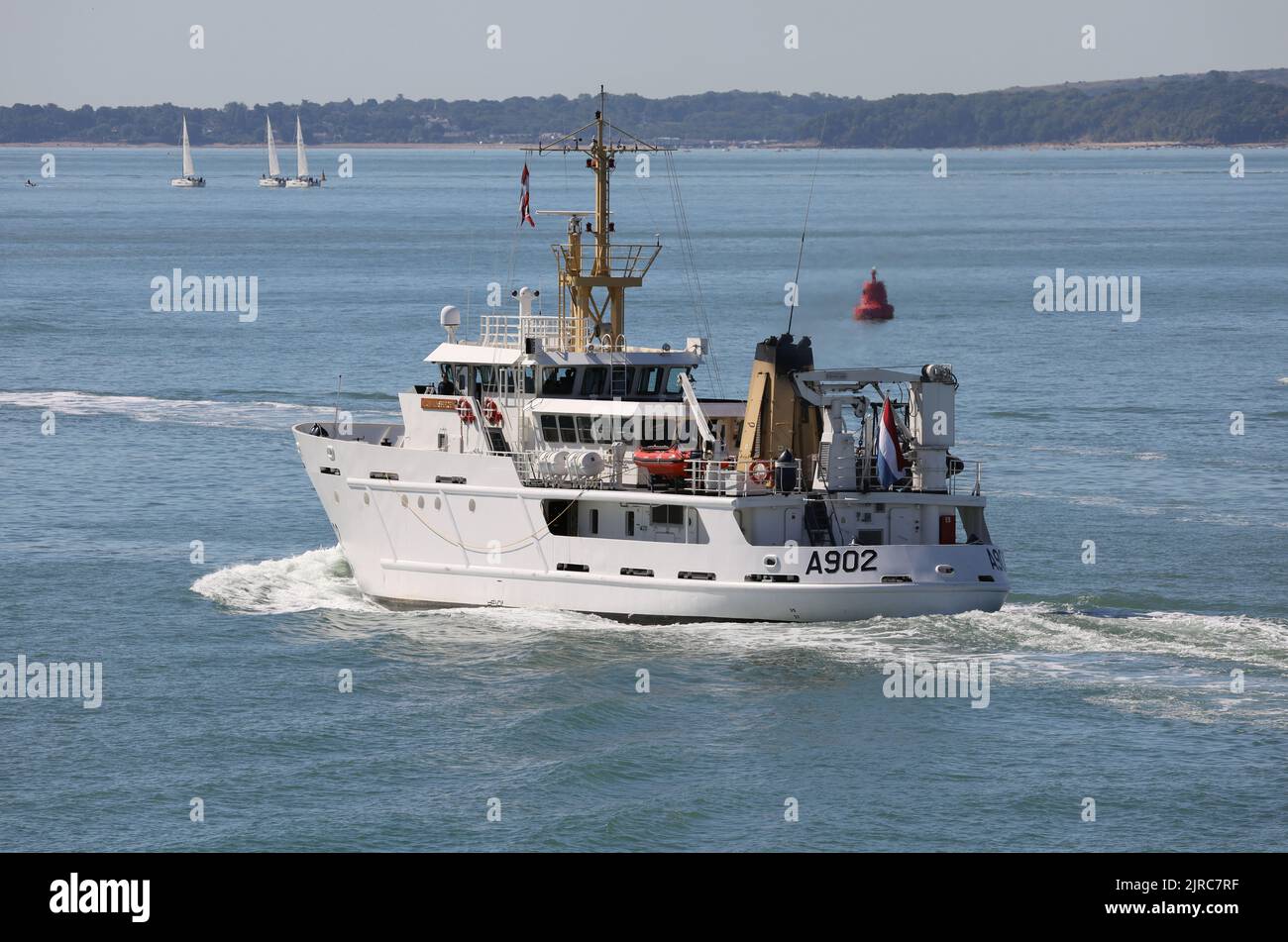 The Royal Netherlands Navy training ship HNLMS VAN KINSBERGEN heads into The Solent Stock Photo