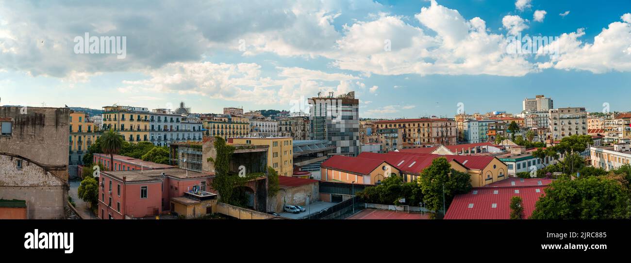 Panoramic view of the central district of Naples in Italy. Stock Photo