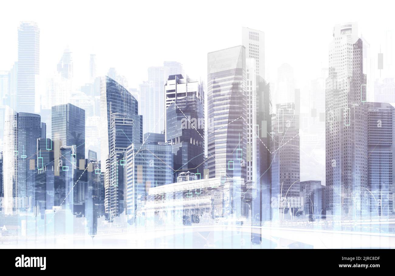 Stock market business concept. Financial graphs and digital indicators ...