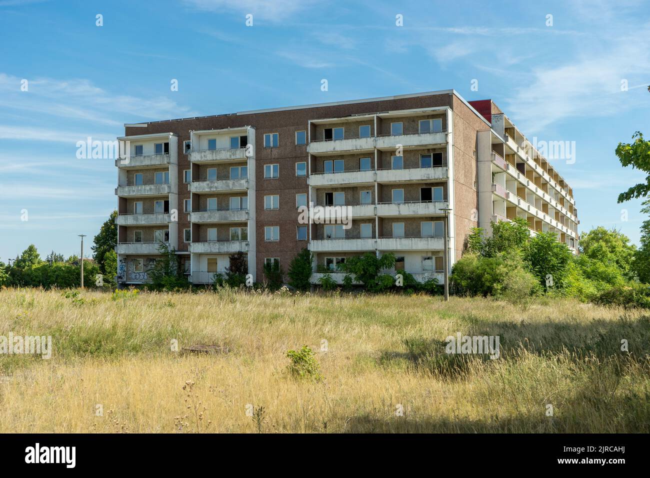 Abandoned prefab building in Stendal, Saxony-Anhalt, East Germany Stock Photo