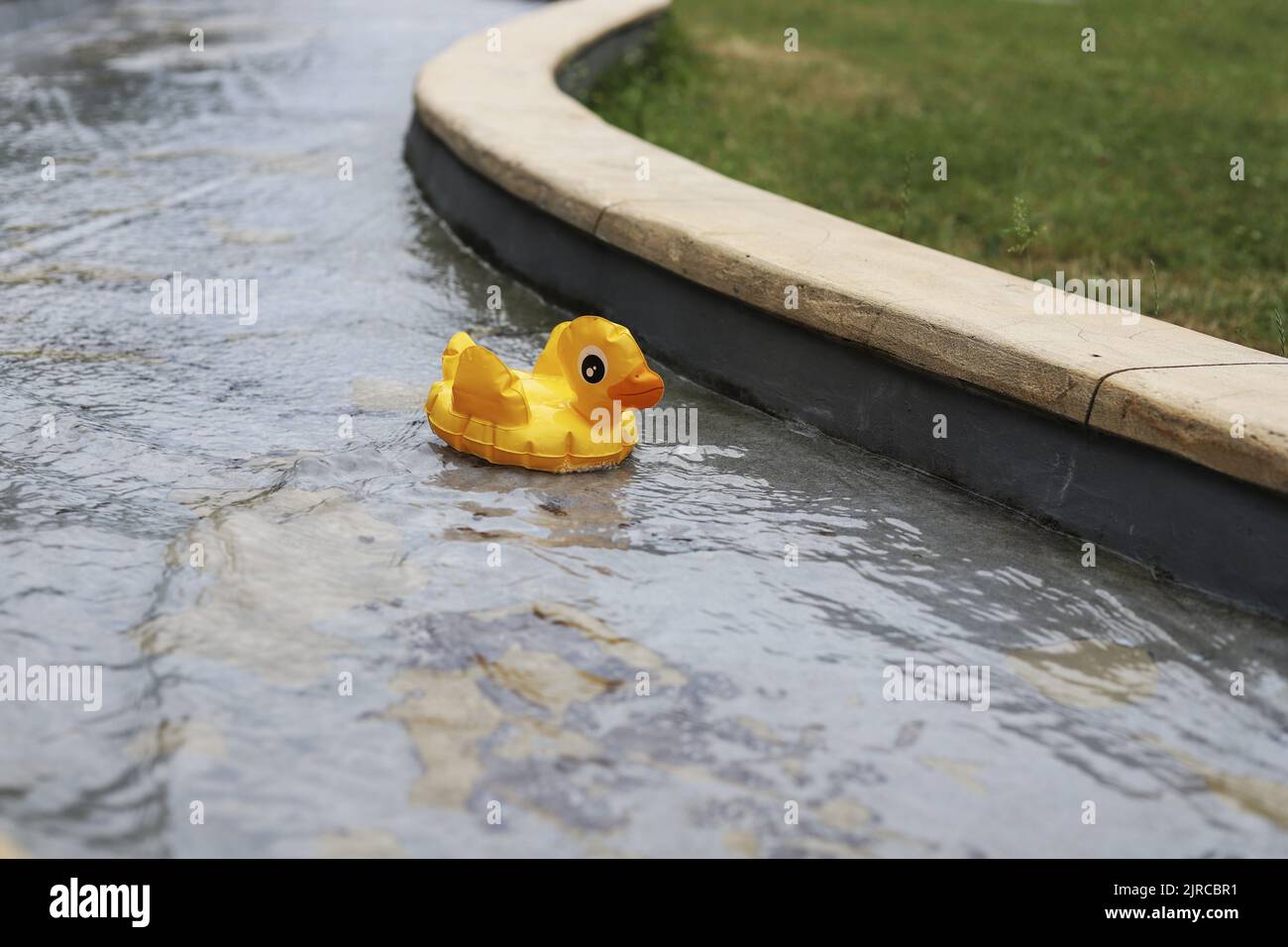 Funny rubber duck on the water. Graphic resources Stock Photo