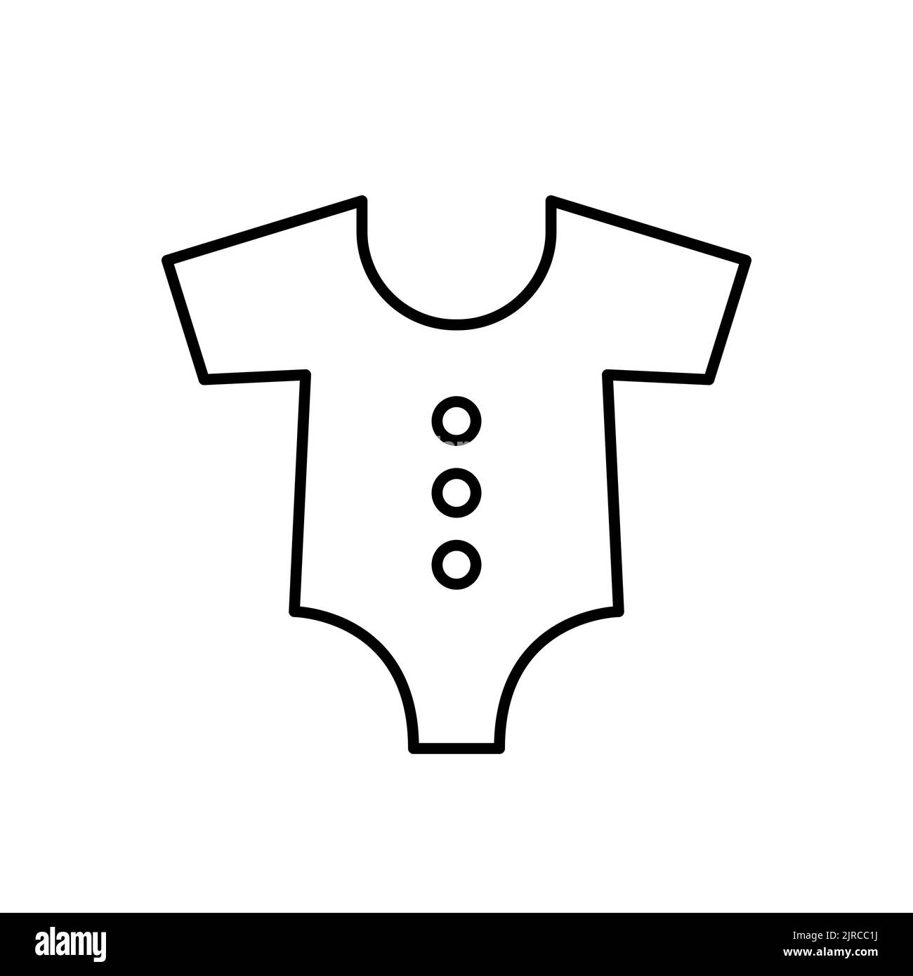 Simple baby bodysuit outline vector icon. EPS 10.. Kids fashion flat clothes.... Newborns bodysuits. Basic baby clothing. Body children front side.... Stock Photo