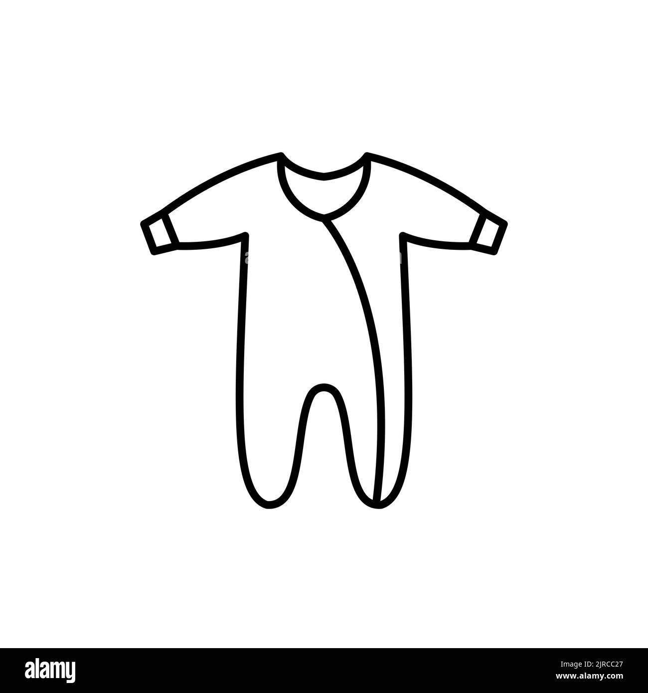 Simple baby romper outline vector icon. EPS 10.... Kids fashion flat clothes.... Newborns wear...... Basic baby clothing. Romper children front side.. Stock Photo