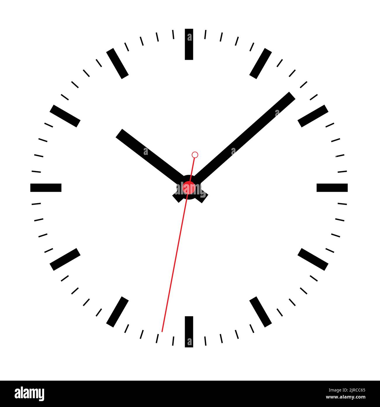 Flat design wall clock face with hands without numbers. Isolated on