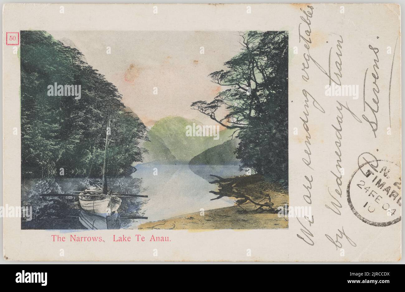 The Narrows, Lake Te Anau, circa 1904, Dunedin, by Muir & Moodie Stock Photo Alamy