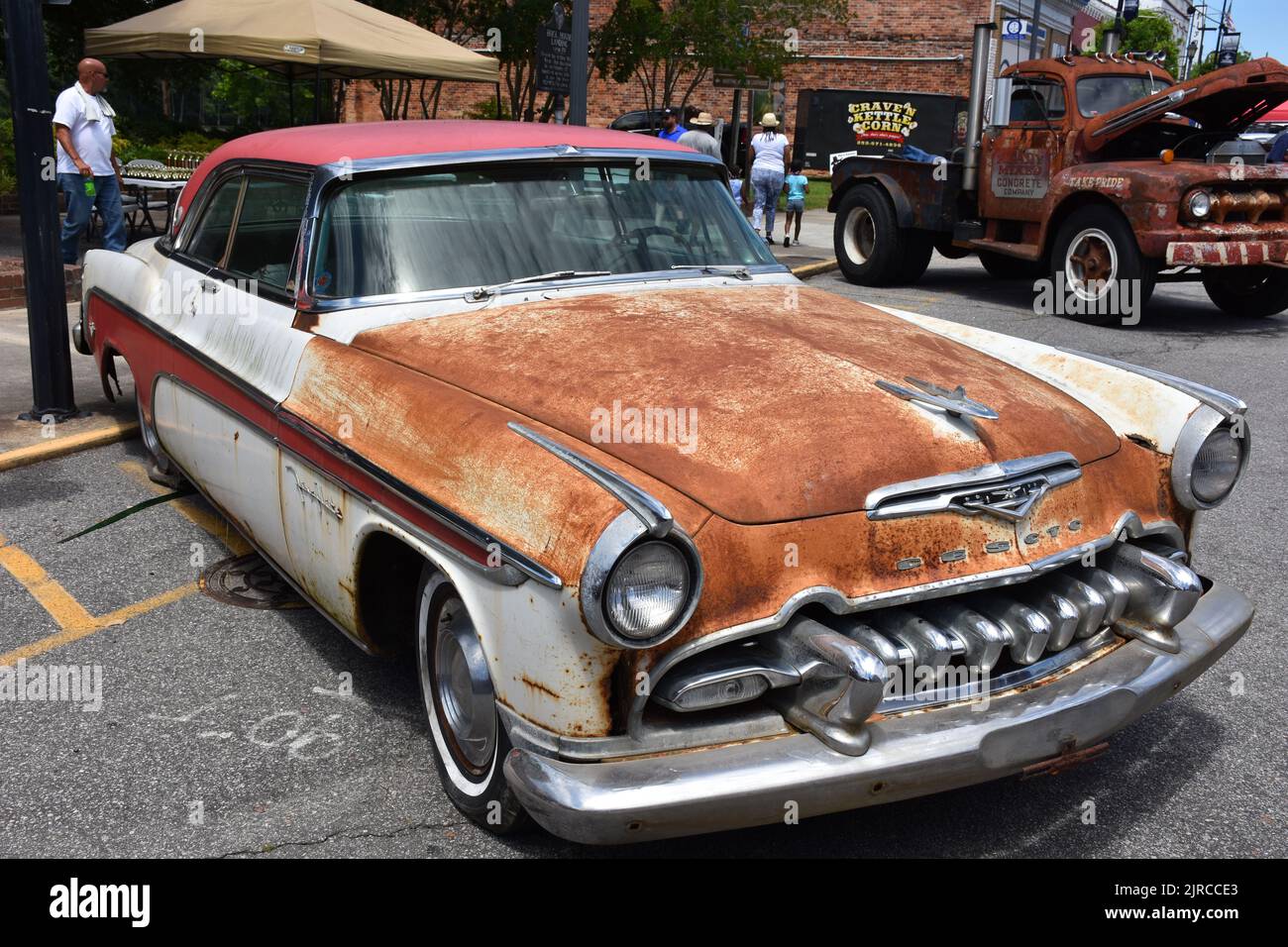 A vintage 1960s Desoto Fireflite on display at a car show. Stock Photo