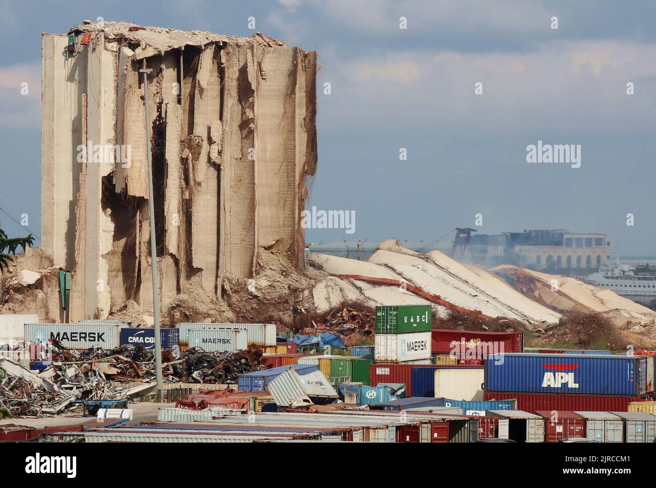The northern section of port grain silos seen immediately after its