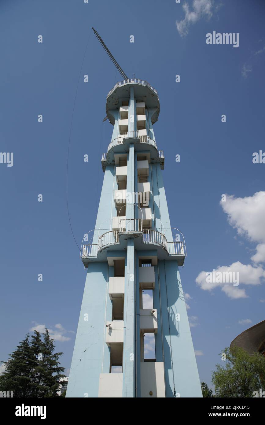 Parachute tower in Museum of Turkish Aeronautical Association, Ankara City, Turkiye Stock Photo