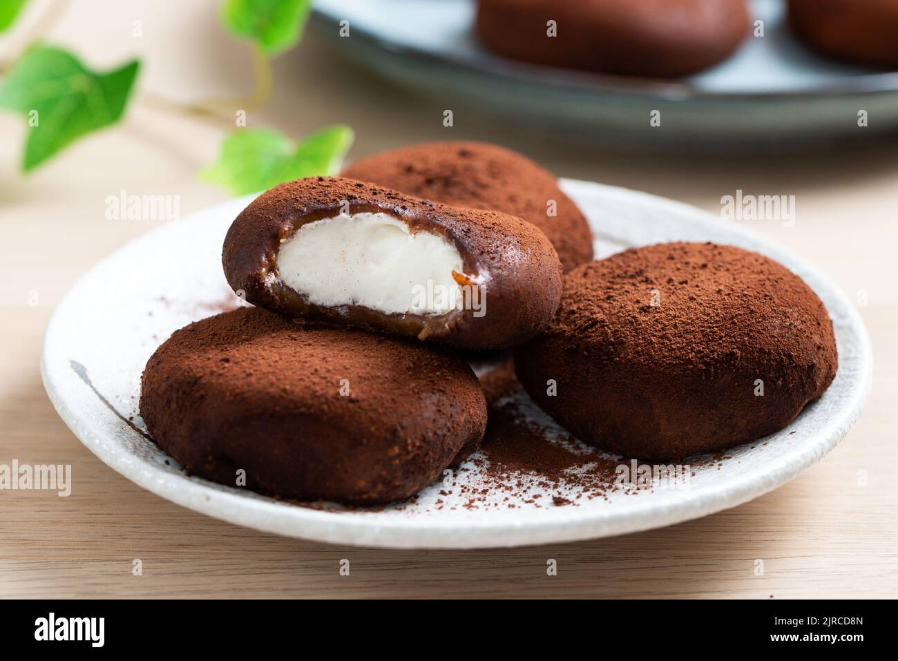 Chocolate tiramisu mochi Stock Photo