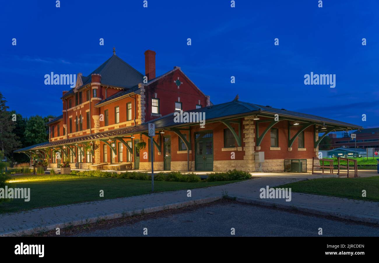 The historic CN Rail Railway Station in Dauphin, Manitoba, Canada Stock