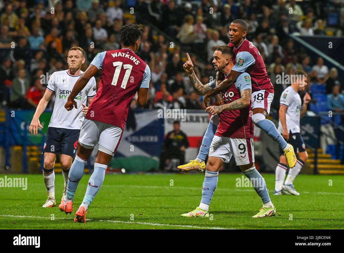 Danny Ings #9 of Aston Villa celebrates his goal from the penalty spot ...