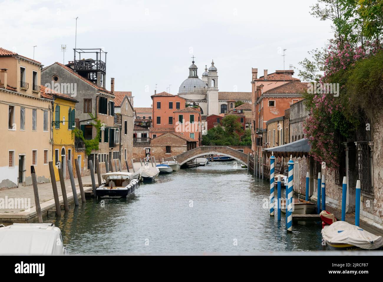Water channel with boats at Venice main island, Italy Stock Photo