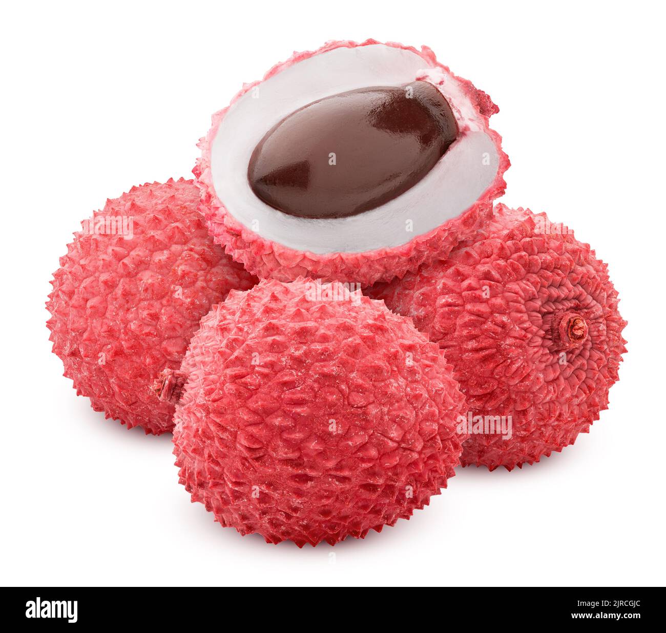 lychee, clipping path, isolated on white background, full depth of field Stock Photo