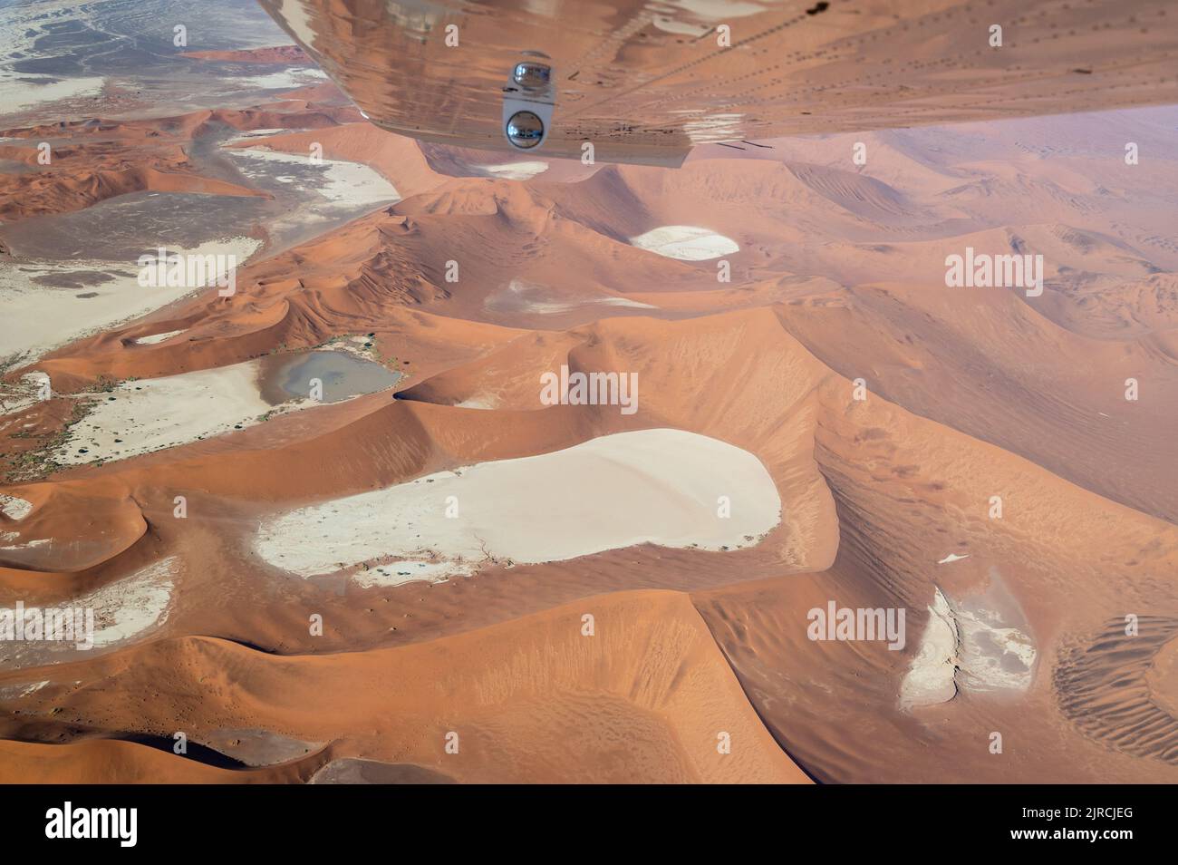 Aerial view from an airplane of Deadvlei in the desert of Namibia Africa Stock Photo
