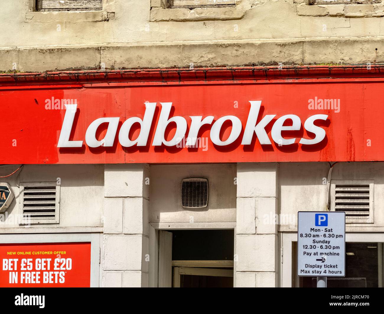 Ladbrokes betting shop in the Royal Mile, Edinburgh, UK. Stock Photo