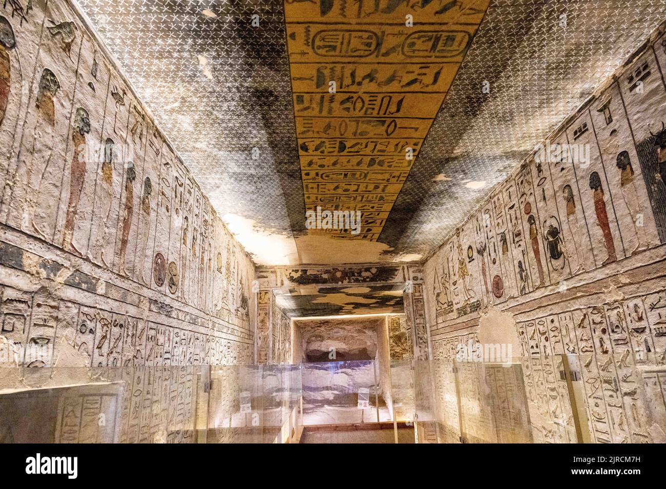 KV6 Tomb of Ramesses IX intact with hieroglyphs and paintings at the