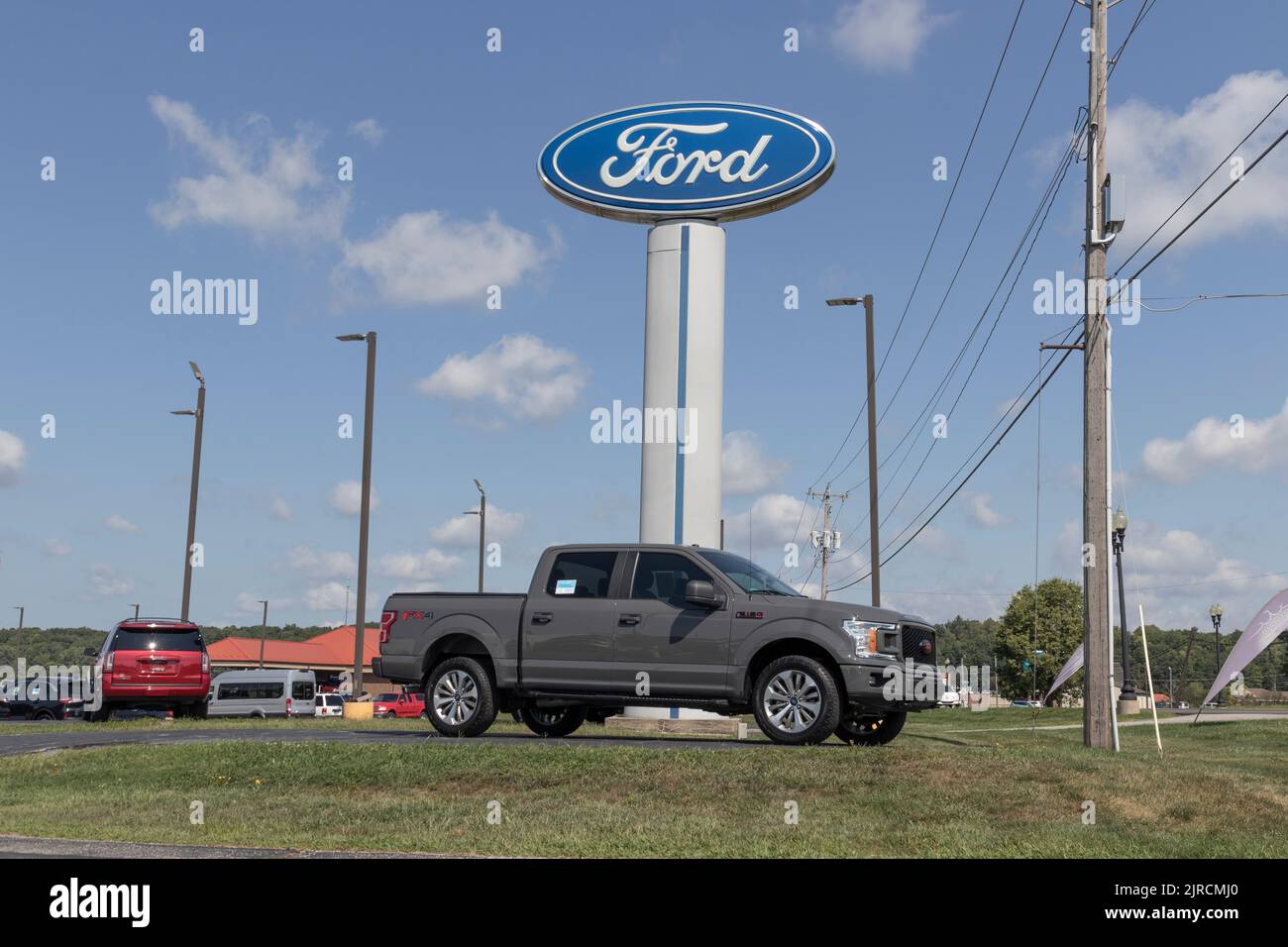 Peru Circa August 2022 Used Ford F150 display at a dealership. With