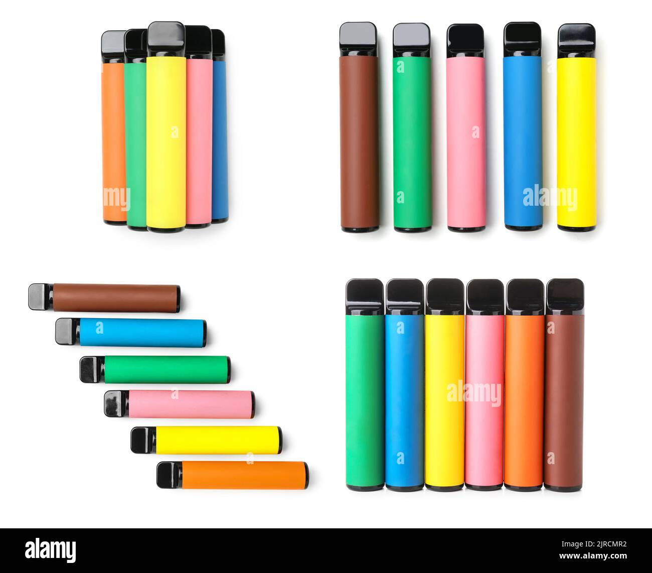 Set of electronic cigars on white background Stock Photo Alamy