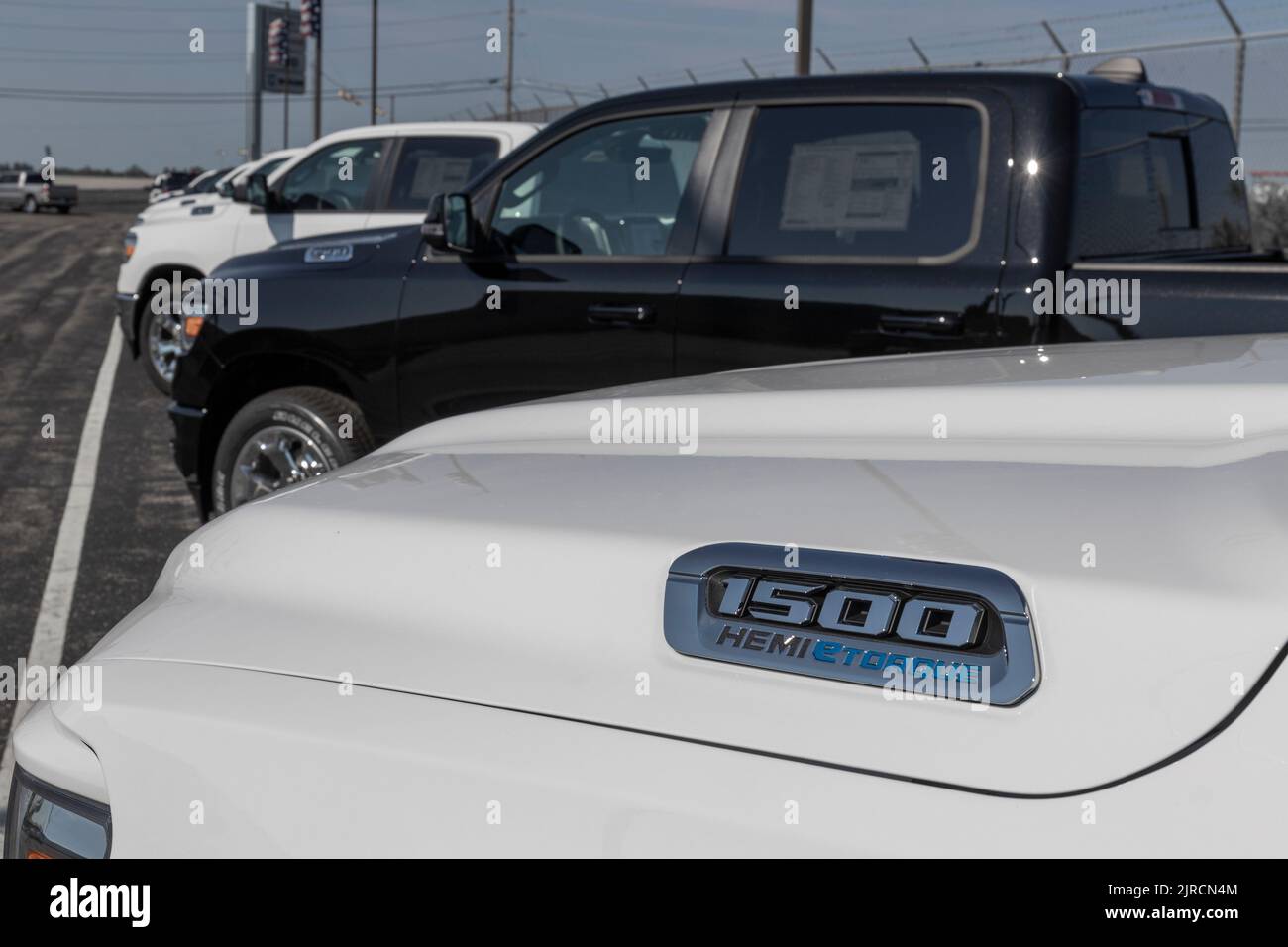 Bunker Hill Circa August 2022 Ram 1500 display at a Stellantis