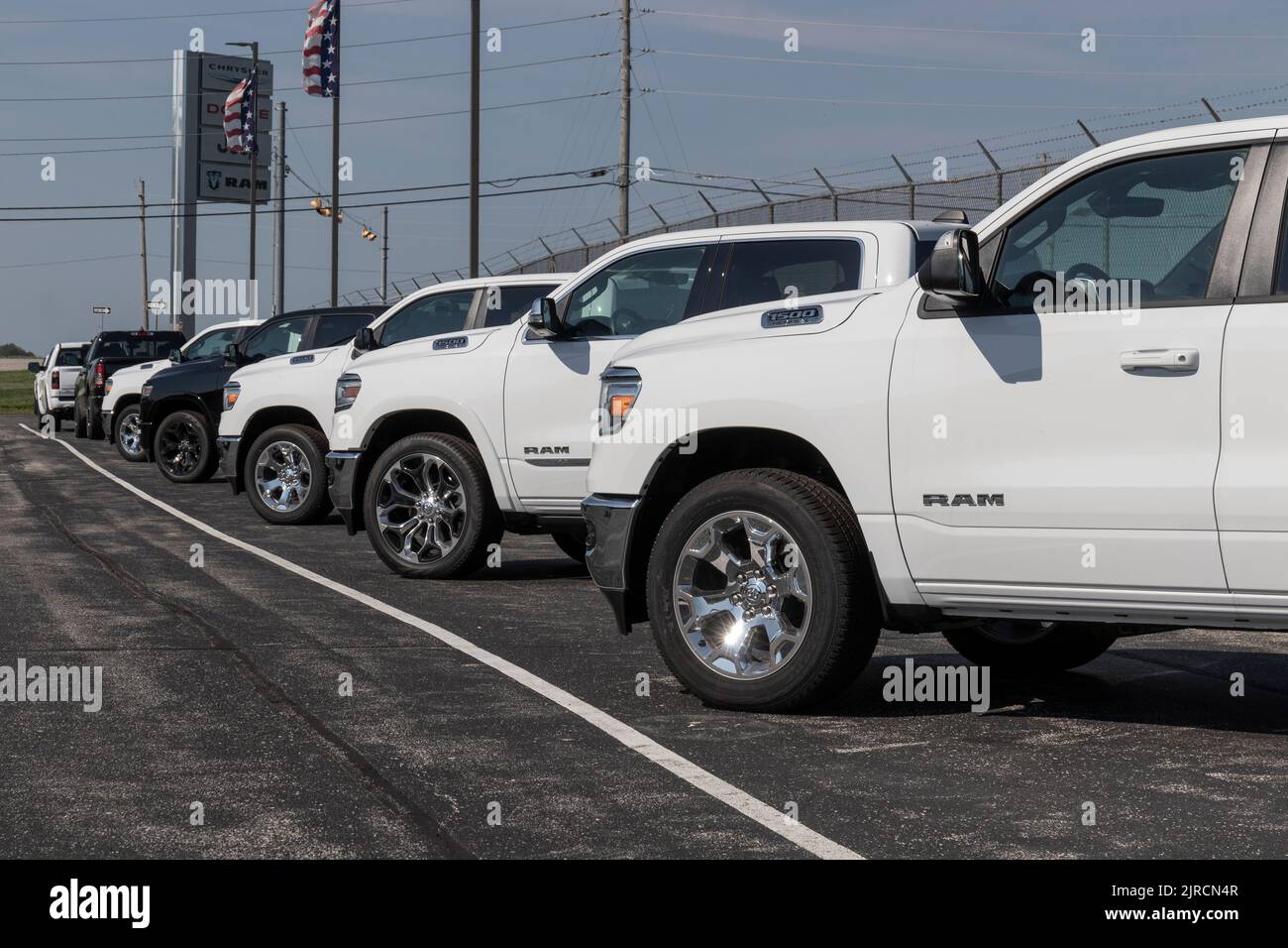 Bunker Hill Circa August 2022 Ram 1500 display at a Stellantis