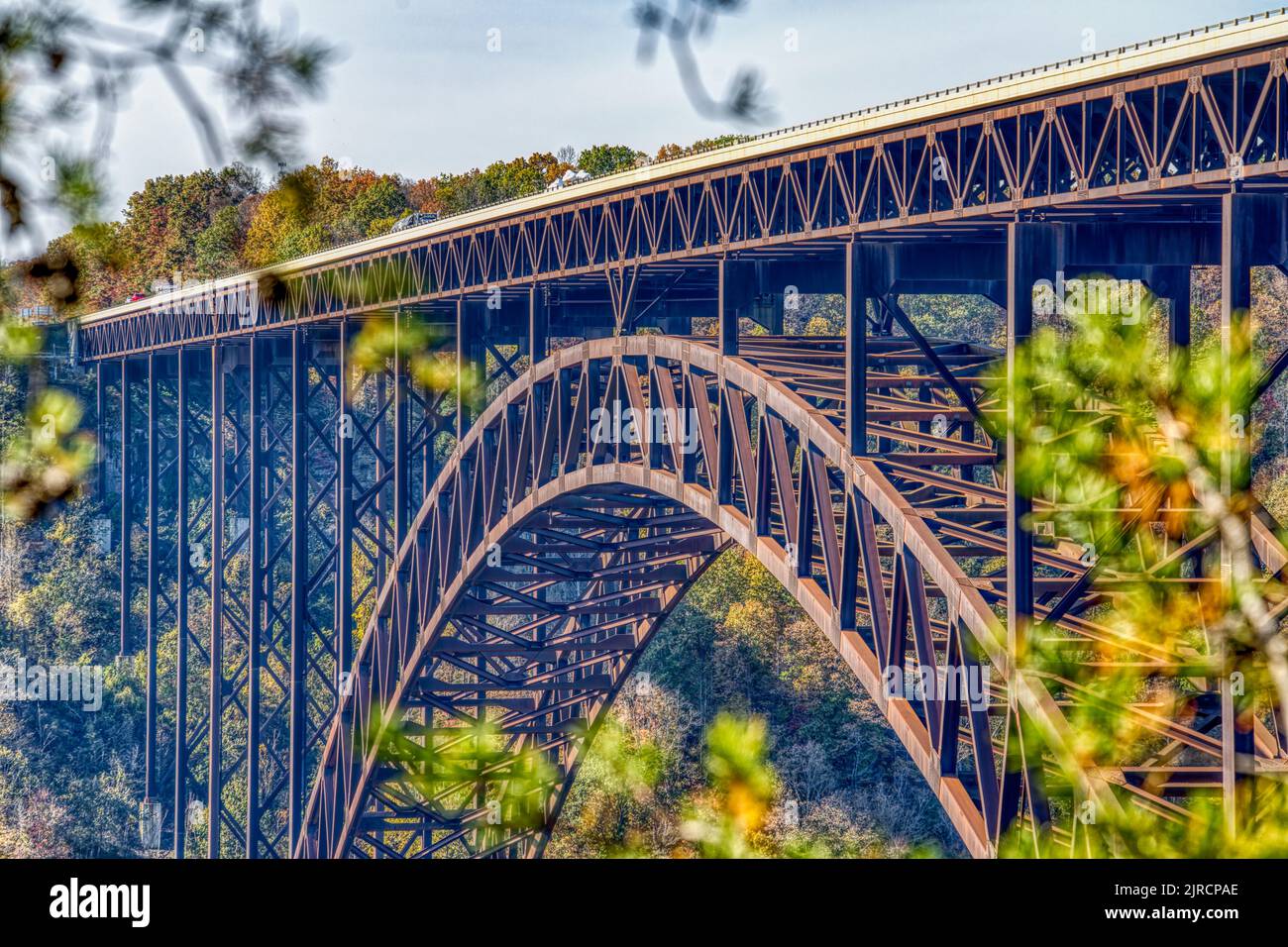 Detail of the steel arch New River Bridge by the Canyon Rim