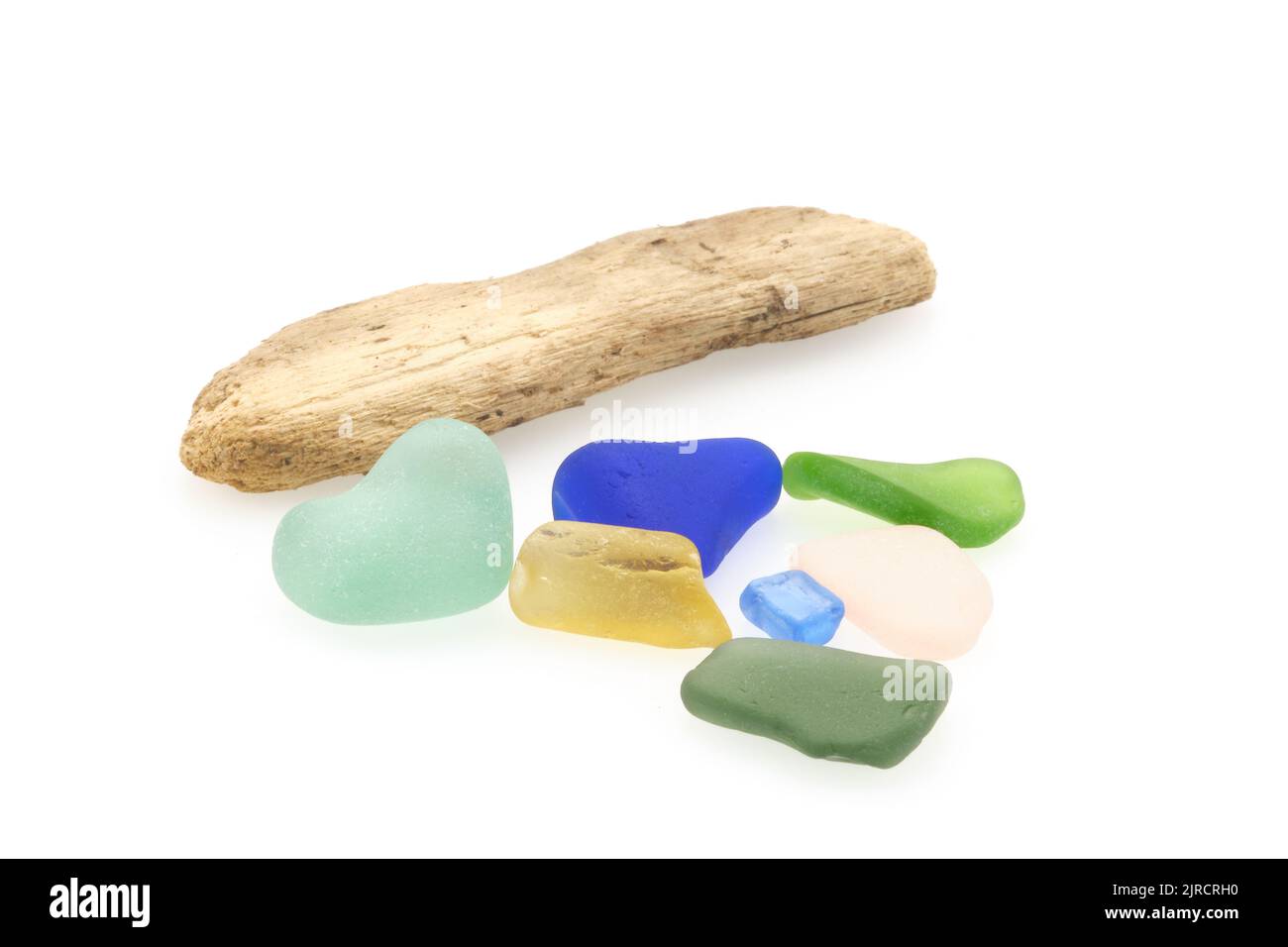 Pieces of authetic colourful sea glass picked from the shores of Cape Breton Island Canada. Stock Photo